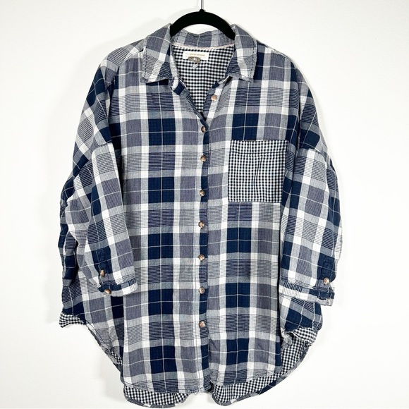 Pilcro x Anthropologie Boxy Boyfriend Plaid Gingham Button Down Sixe XS / S - Picture 2 of 10